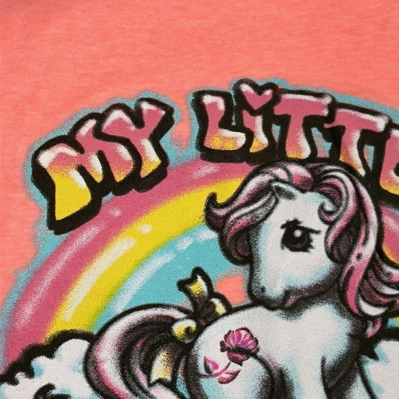 My Little Pony Neon Hot Coral tee retro airbrush pony size medium NEW - Picture 9 of 9